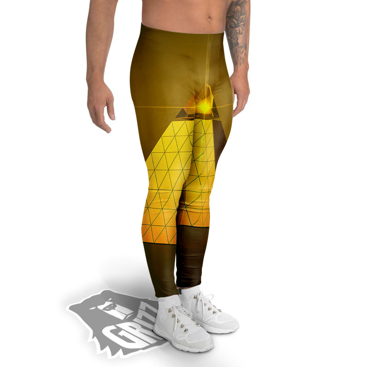 Pyramid Golden Print Men's Leggings-grizzshop