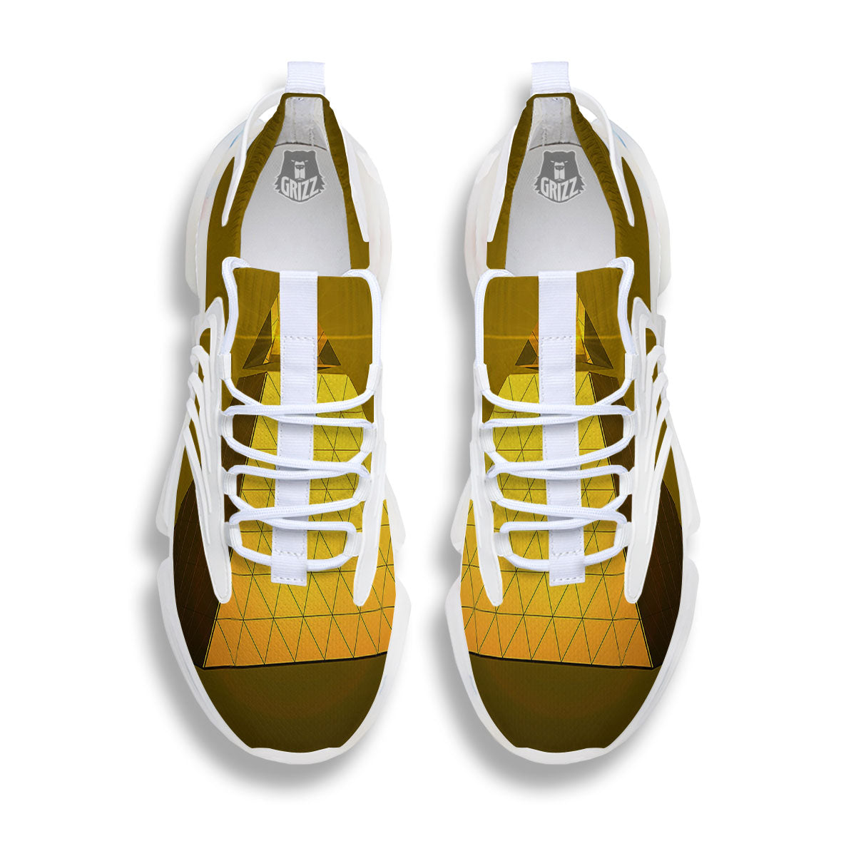 Pyramid Golden Print White Gym Shoes-grizzshop