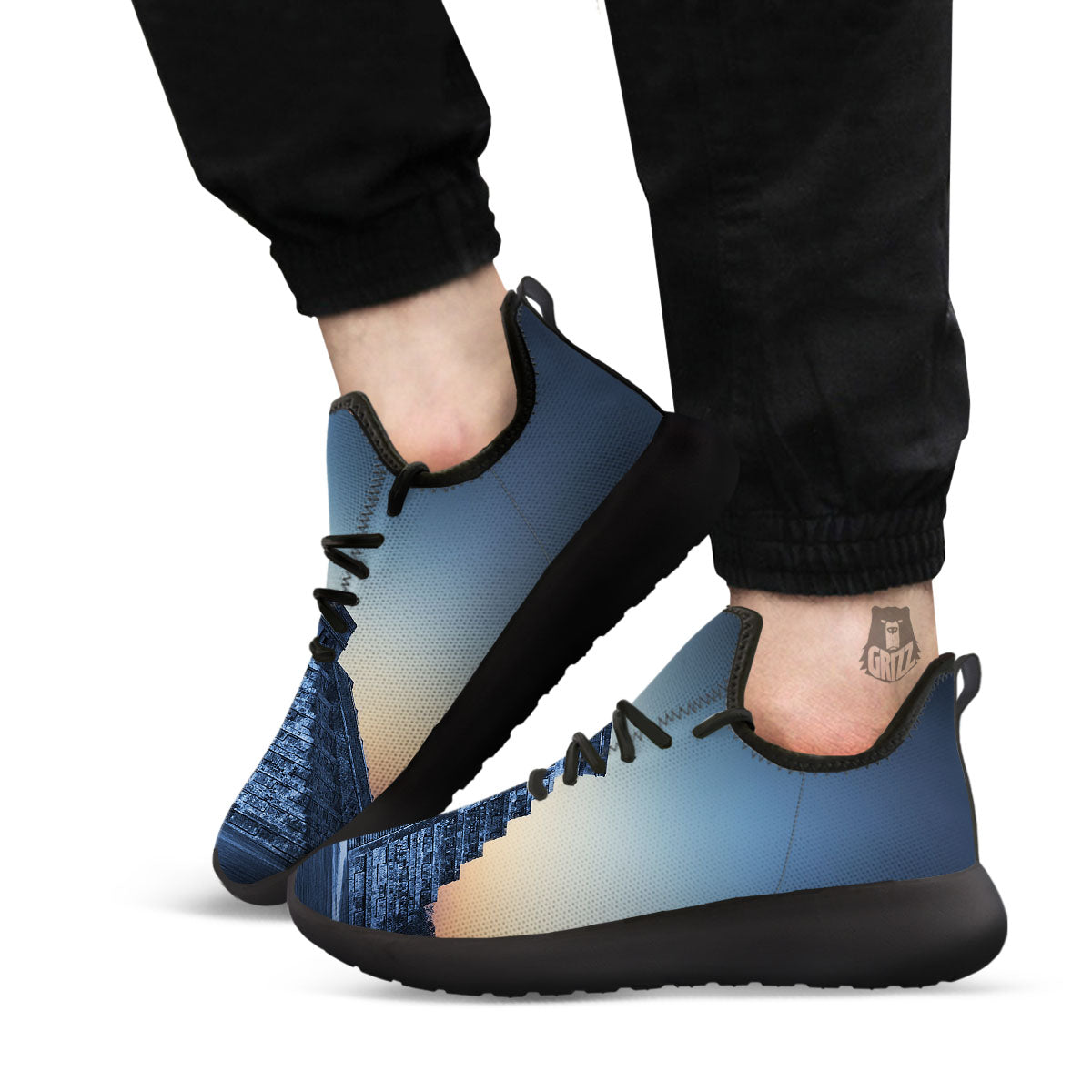Pyramid Mayan Print Black Athletic Shoes-grizzshop