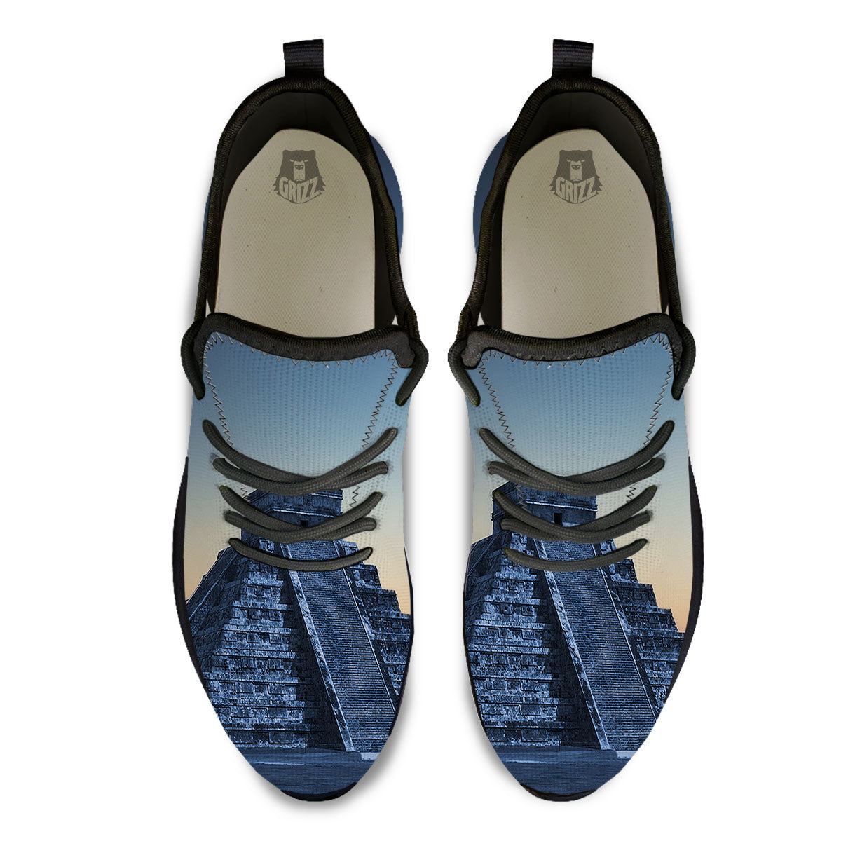 Pyramid Mayan Print Black Athletic Shoes-grizzshop