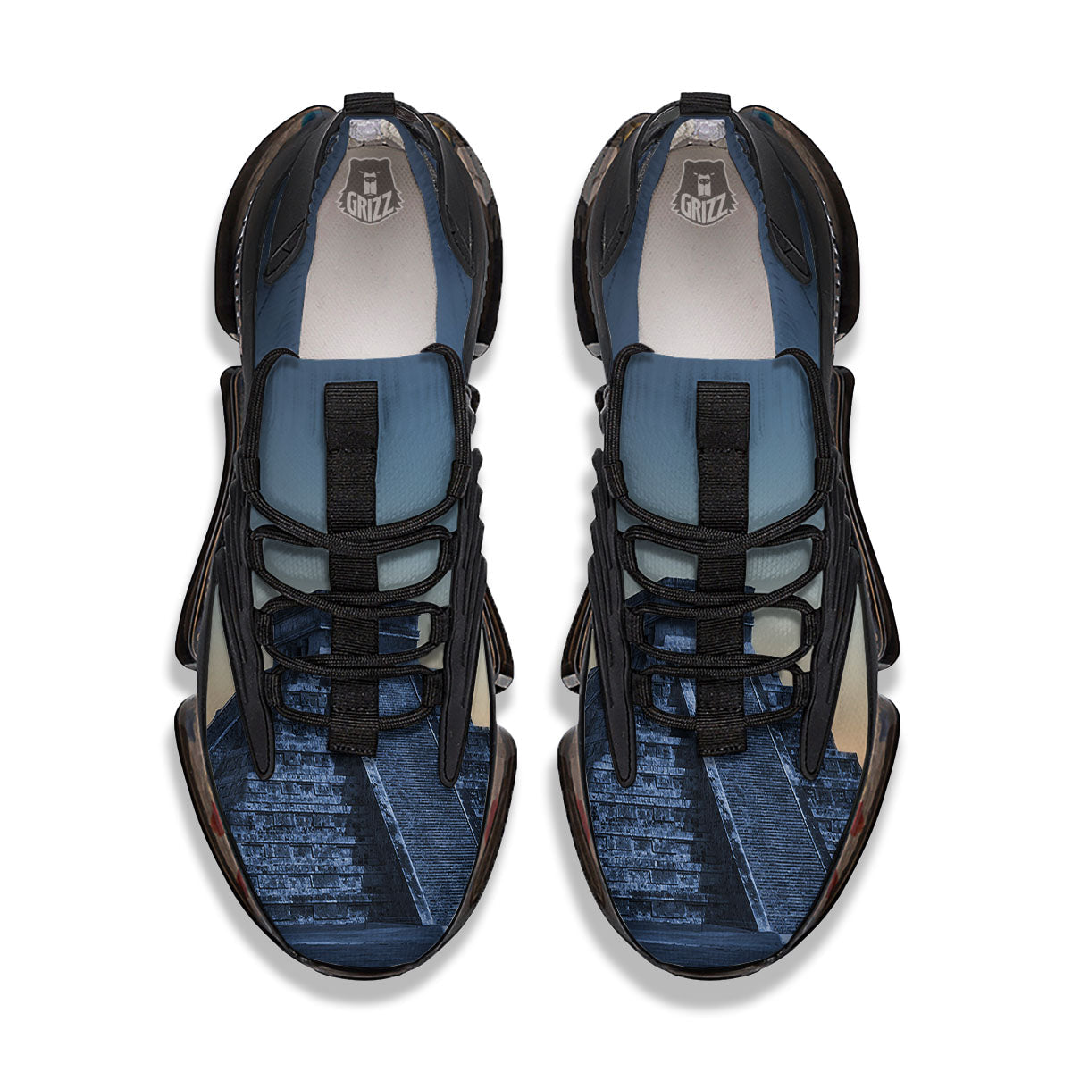 Pyramid Mayan Print Black Gym Shoes-grizzshop