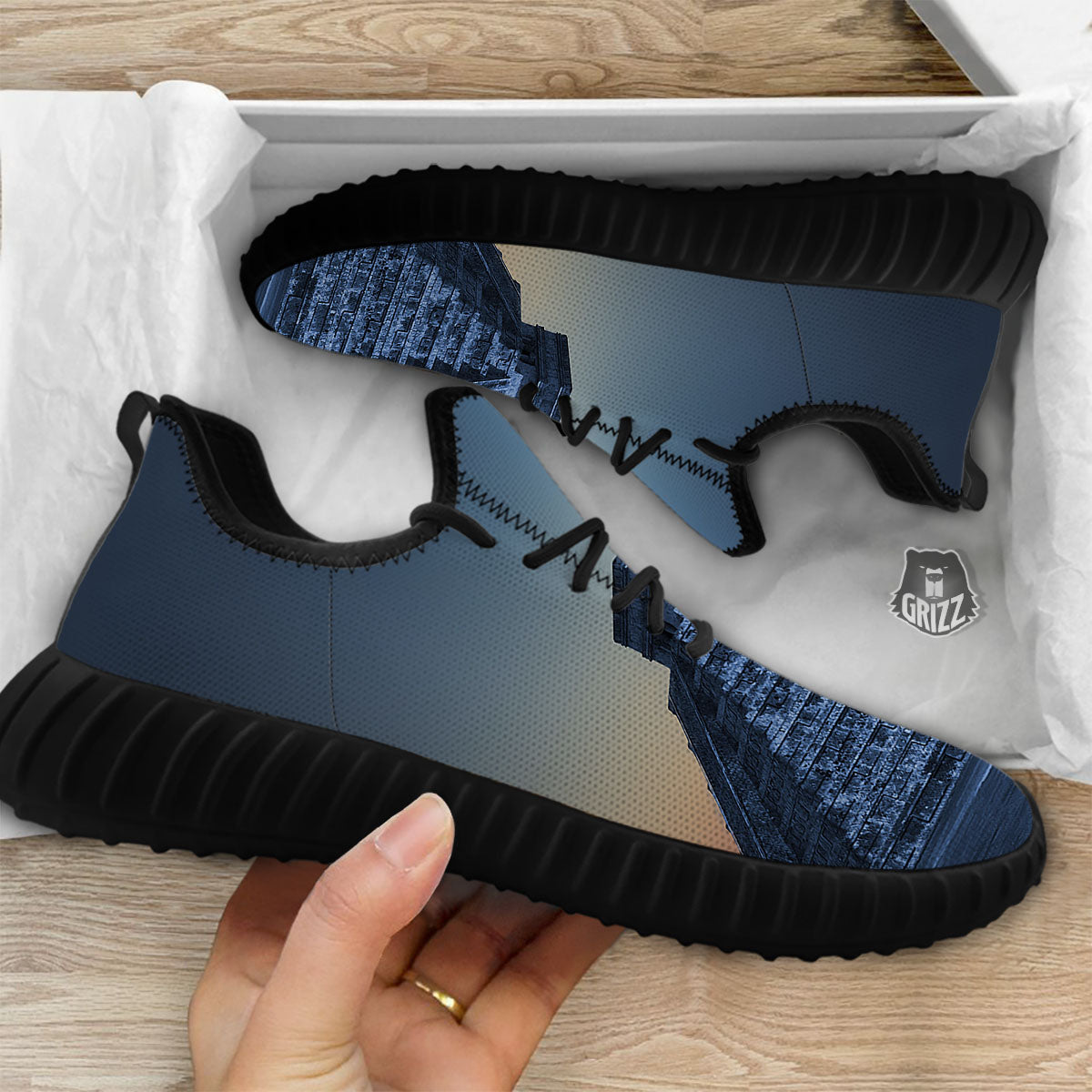 Pyramid Mayan Print Black Walking Shoes-grizzshop