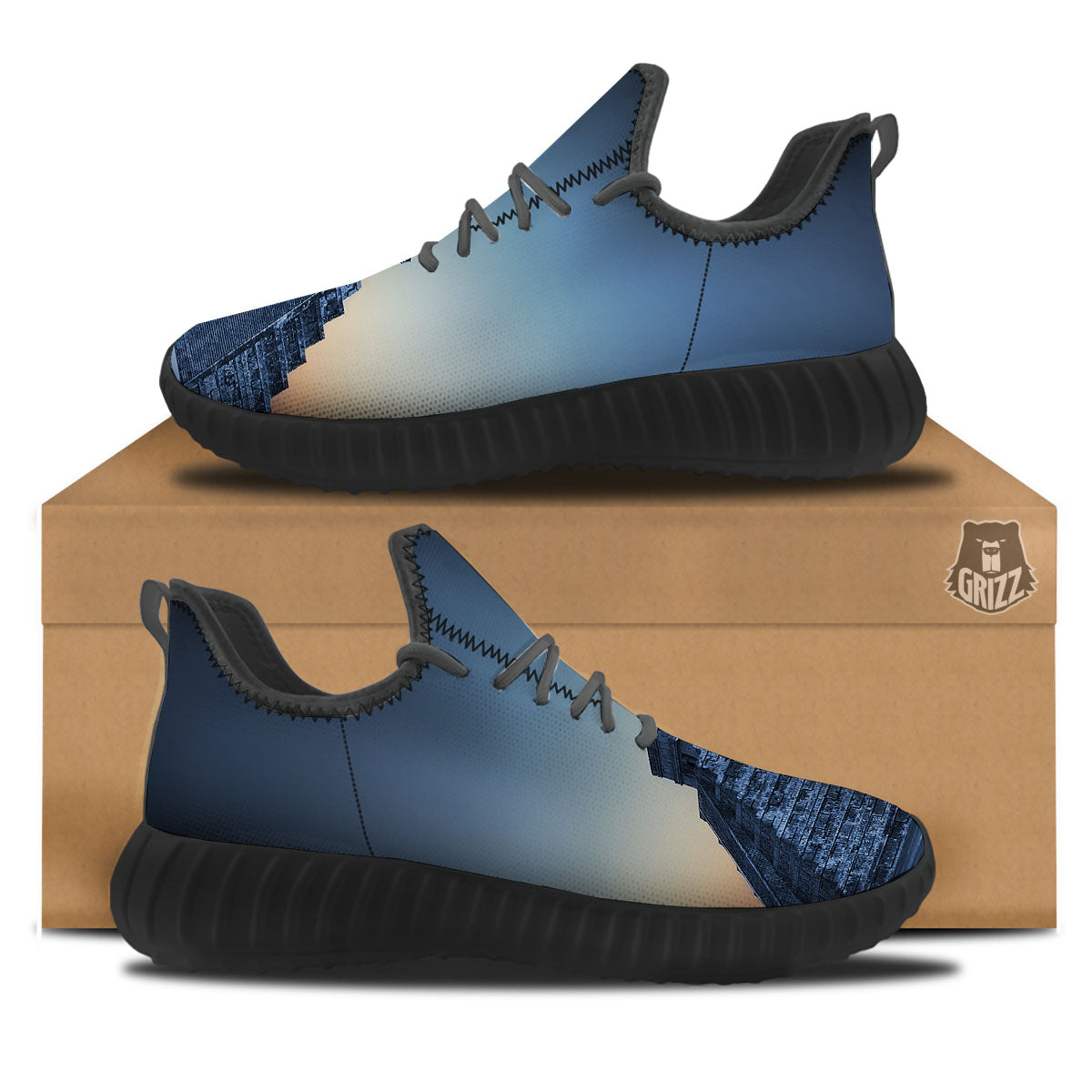 Pyramid Mayan Print Black Walking Shoes-grizzshop