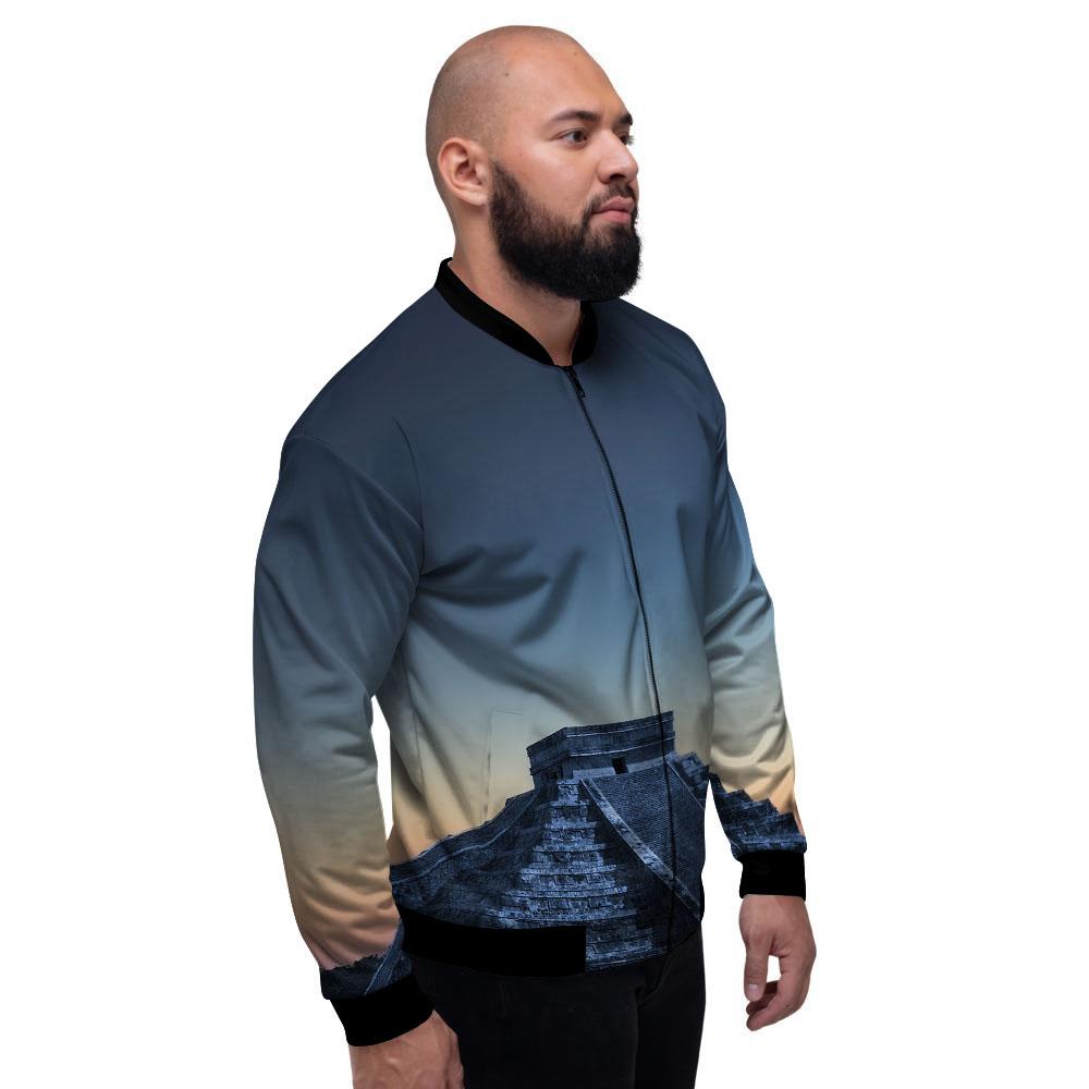 Pyramid Mayan Print Men's Bomber Jacket-grizzshop