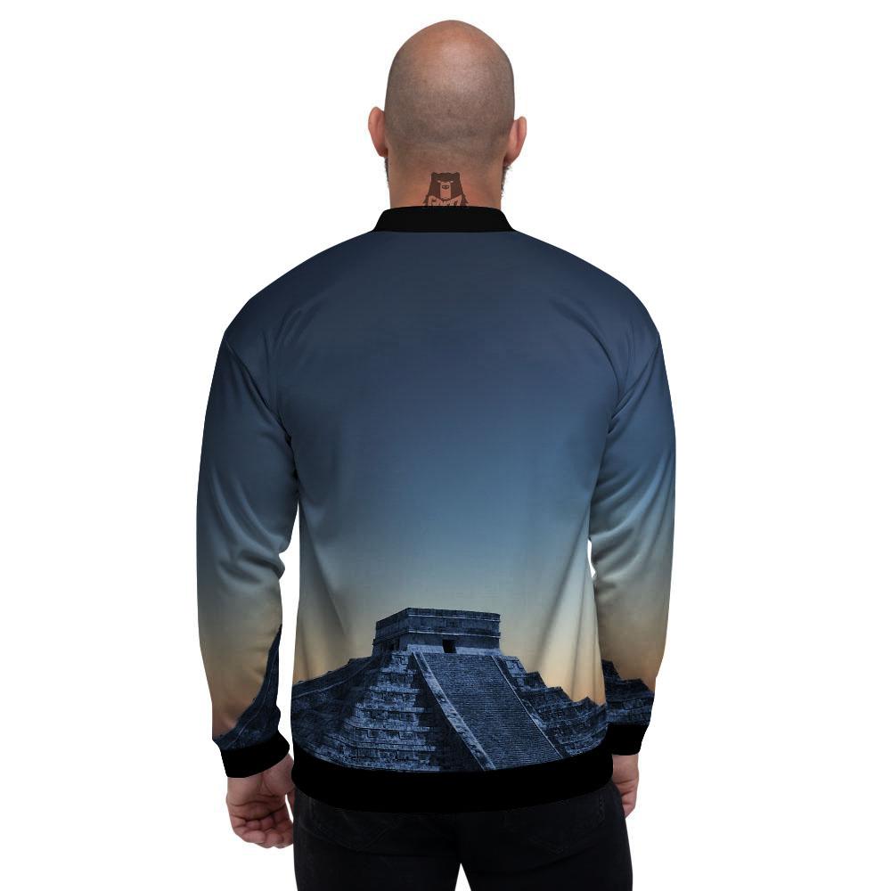 Pyramid Mayan Print Men's Bomber Jacket-grizzshop