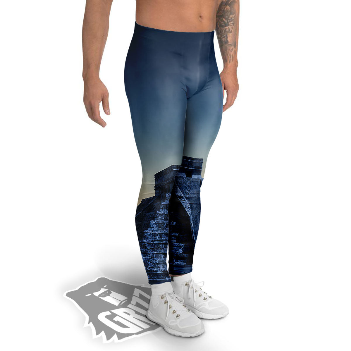 Pyramid Mayan Print Men's Leggings-grizzshop