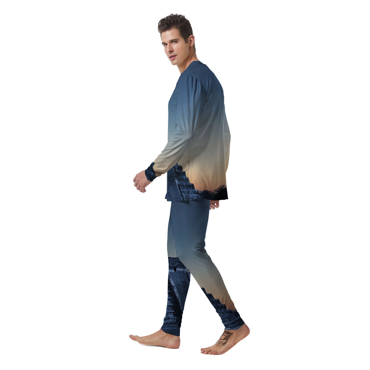 Pyramid Mayan Print Men's Pajamas-grizzshop