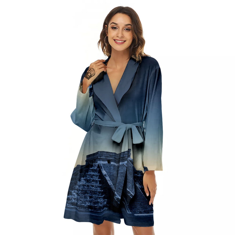Pyramid Mayan Print Women's Robe-grizzshop