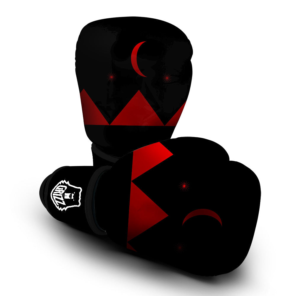 Pyramid Red Moon Print Boxing Gloves-grizzshop