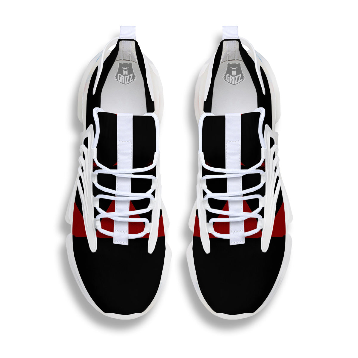 Pyramid Red Moon Print White Gym Shoes-grizzshop