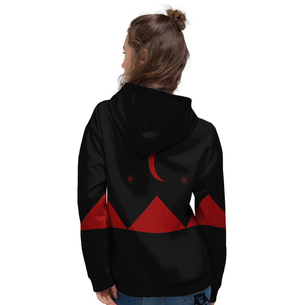 Pyramid Red Moon Print Women's Hoodie-grizzshop