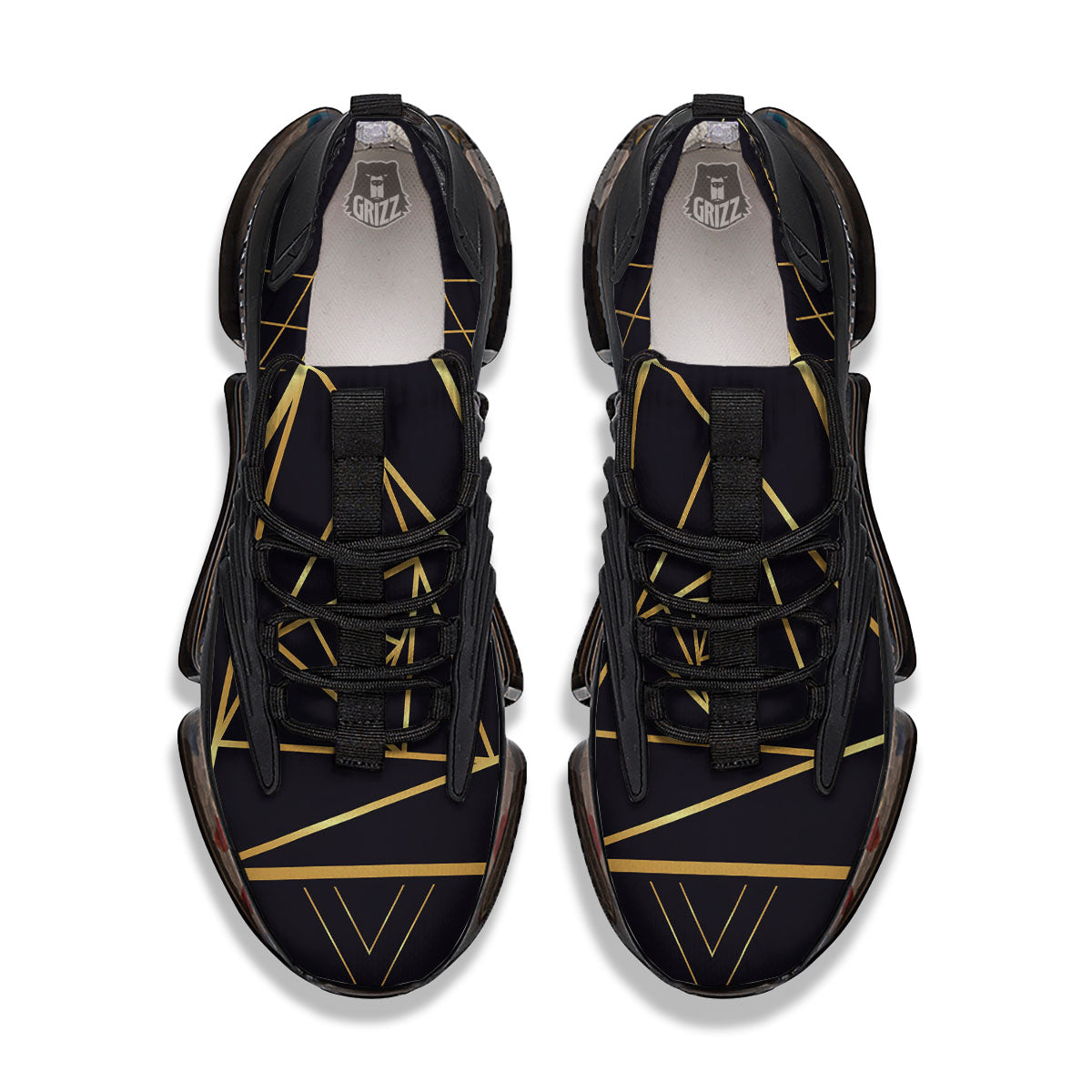 Pyramid Rose Print Black Gym Shoes-grizzshop