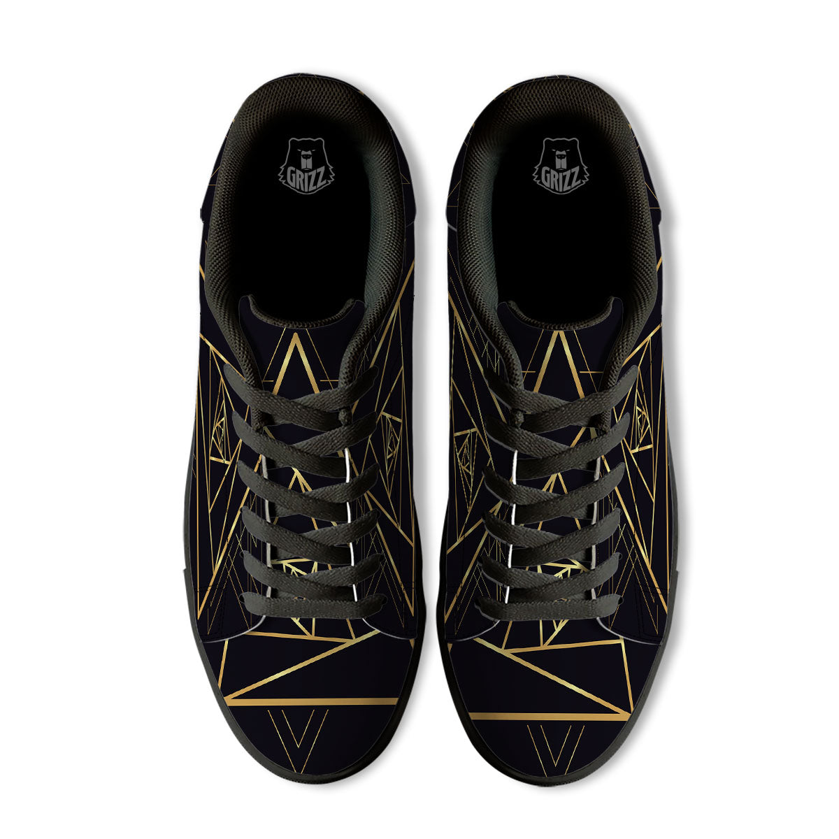 Pyramid Rose Print Black Low Top Sneakers-grizzshop