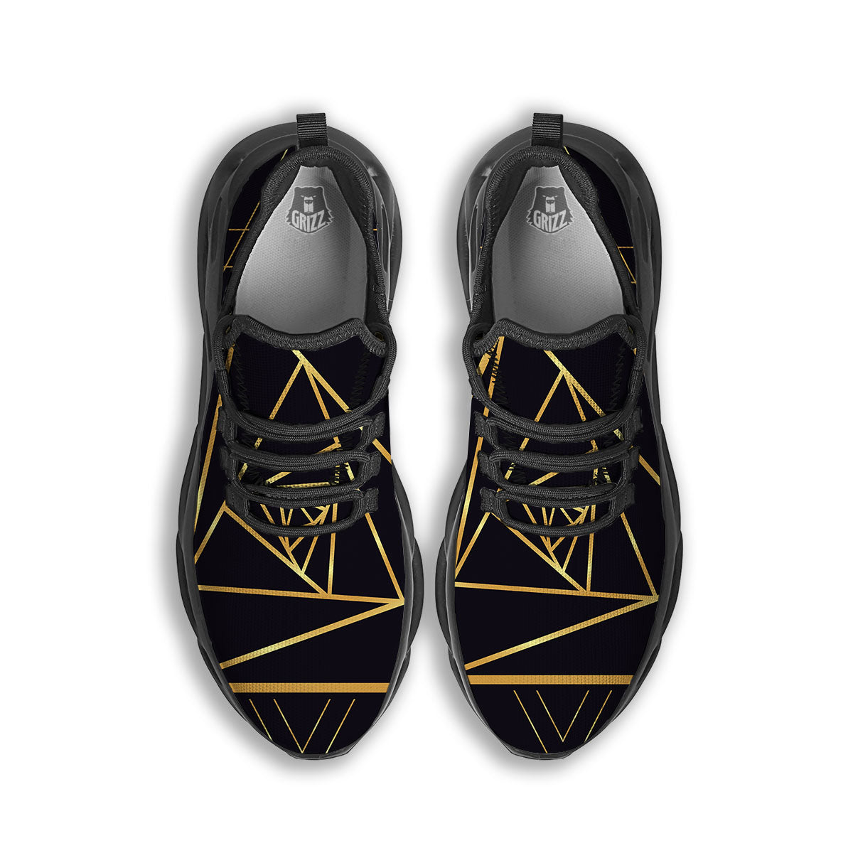 Pyramid Rose Print Black Running Shoes-grizzshop