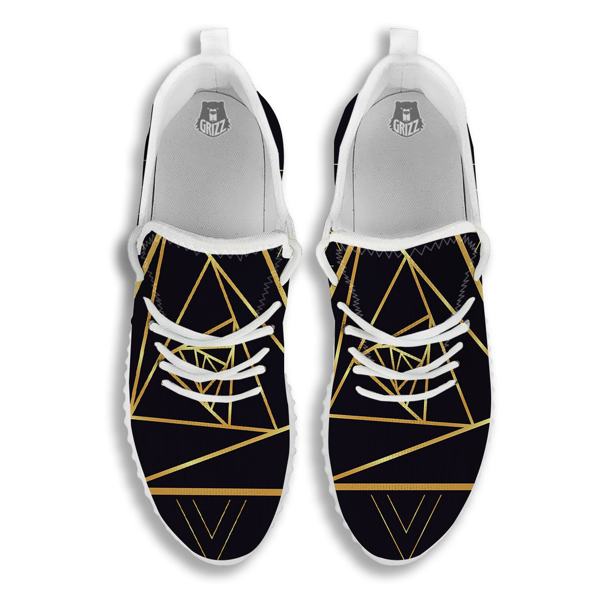 Pyramid Rose Print White Walking Shoes-grizzshop