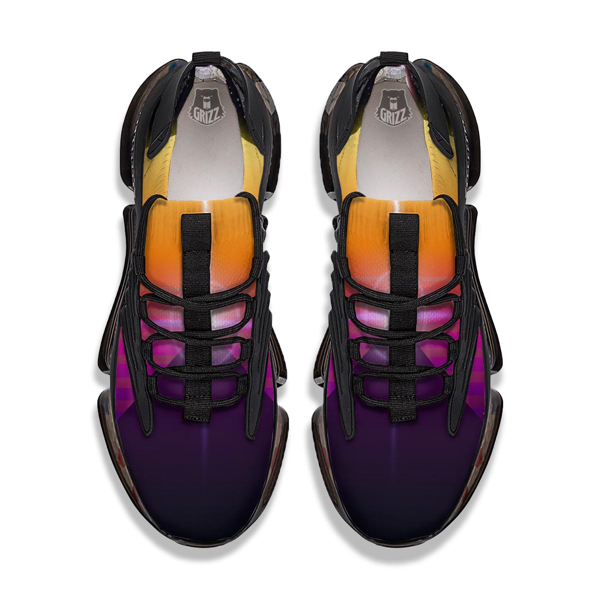 Pyramid Synthwave Print Black Gym Shoes-grizzshop
