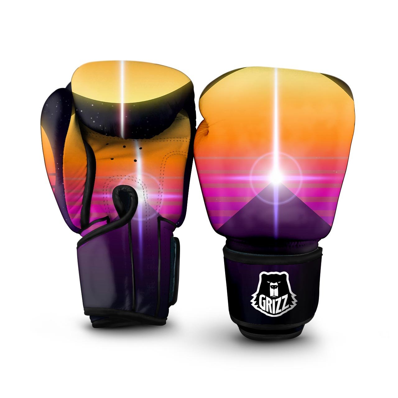 Pyramid Synthwave Print Boxing Gloves-grizzshop