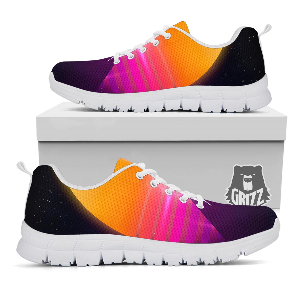 Pyramid Synthwave Print White Sneaker-grizzshop