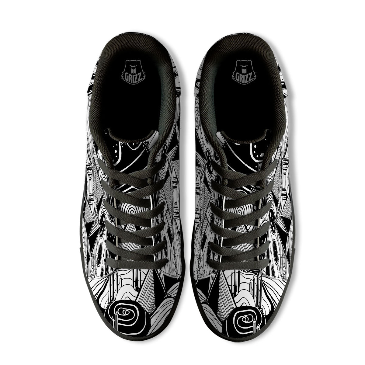 Pyramid UFO Print Black Low Top Sneakers-grizzshop