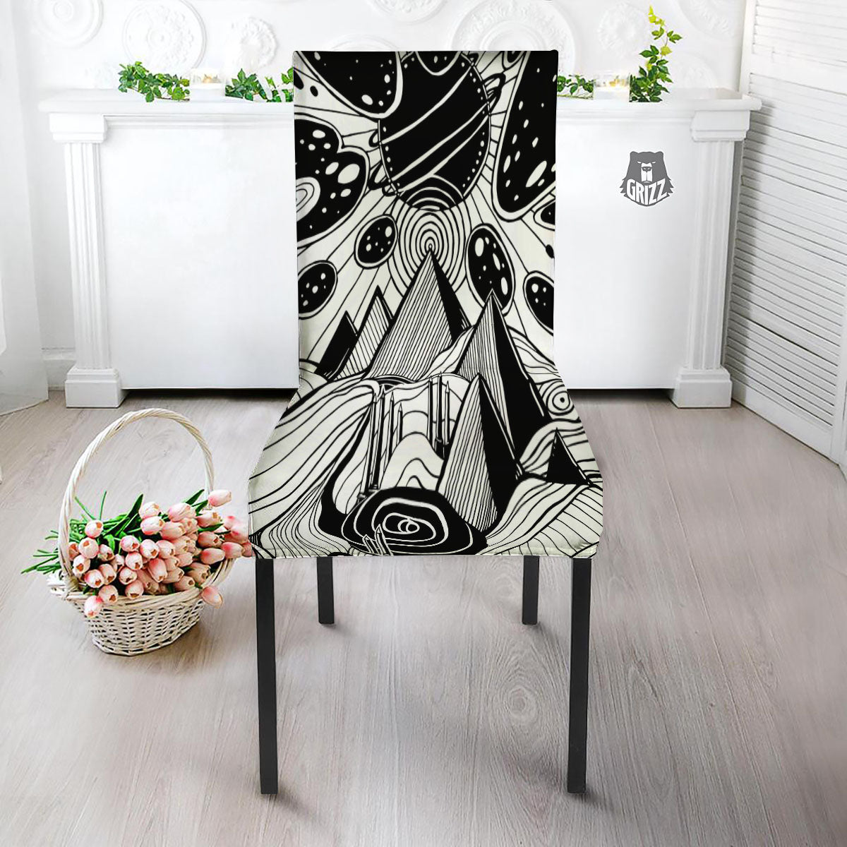 Pyramid UFO Print Dining Chair Slipcover-grizzshop