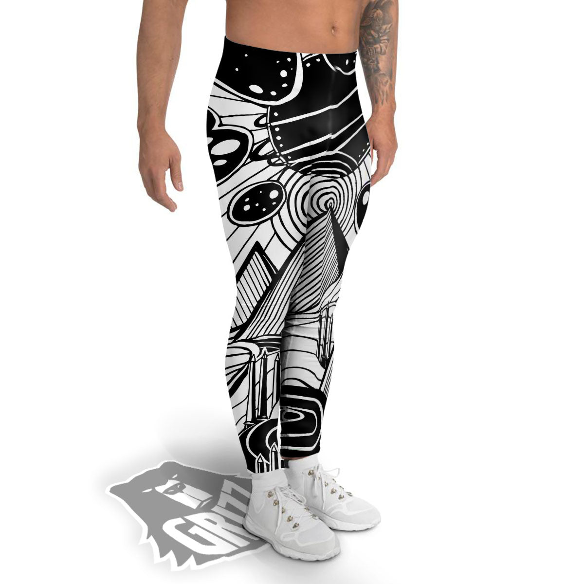 Pyramid UFO Print Men's Leggings-grizzshop