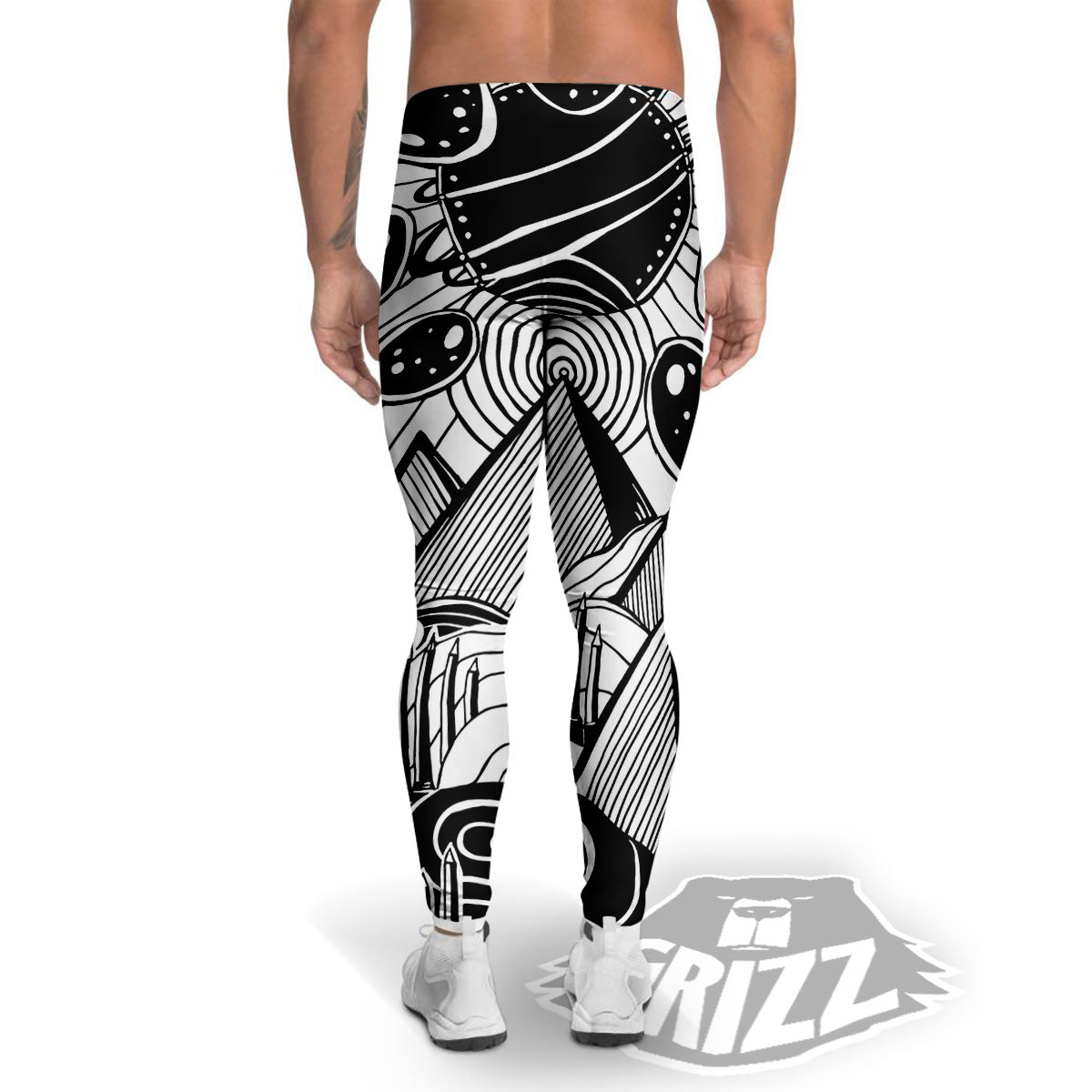 Pyramid UFO Print Men's Leggings-grizzshop