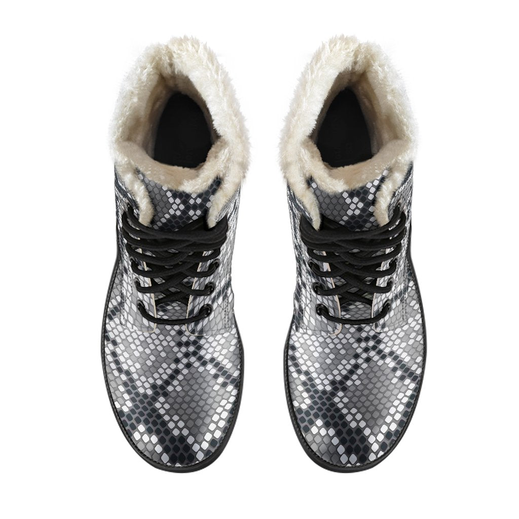 Python Skin Snakeskin Pattern Print Comfy Winter Boots-grizzshop