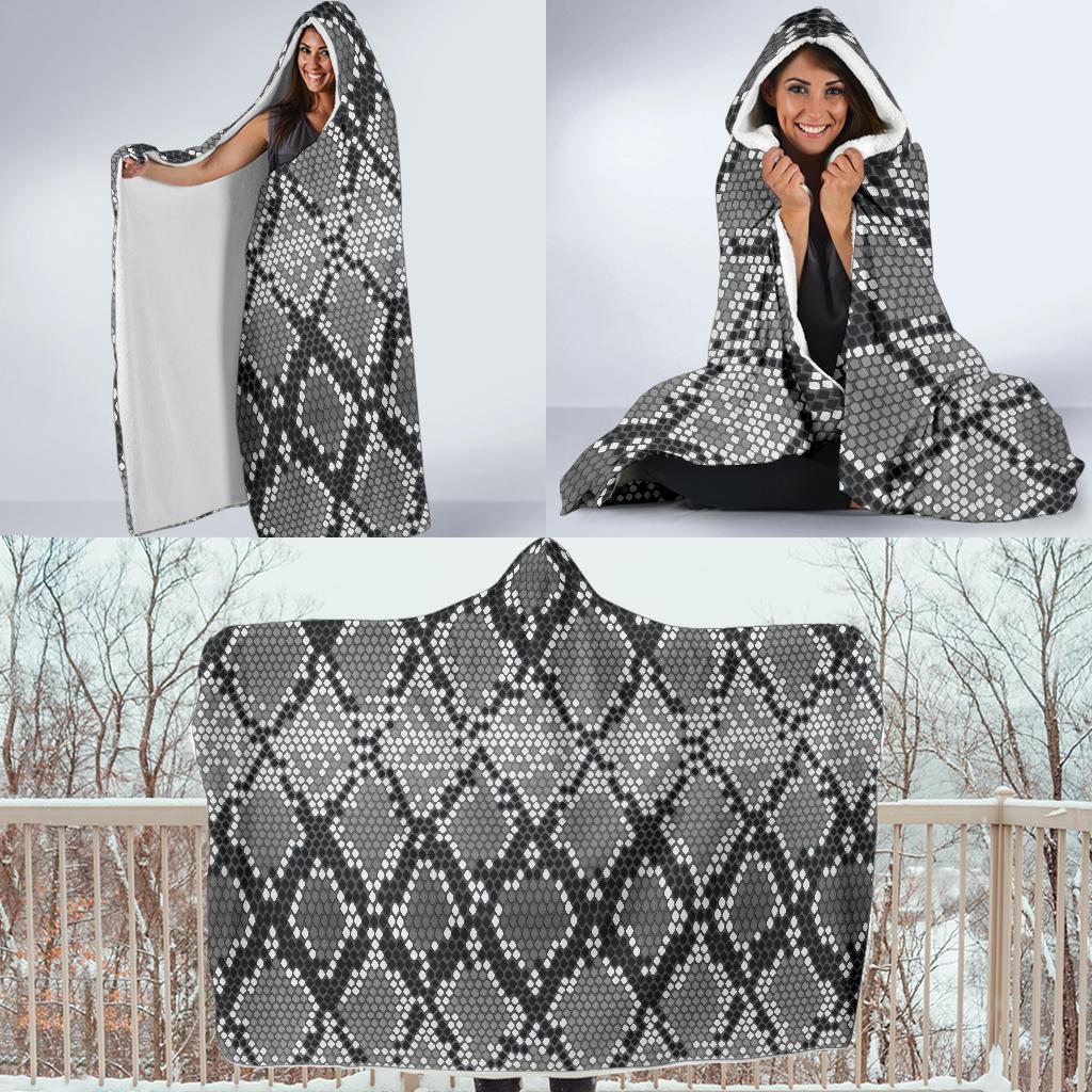 Python Skin Snakeskin Pattern Print Hooded Blanket-grizzshop