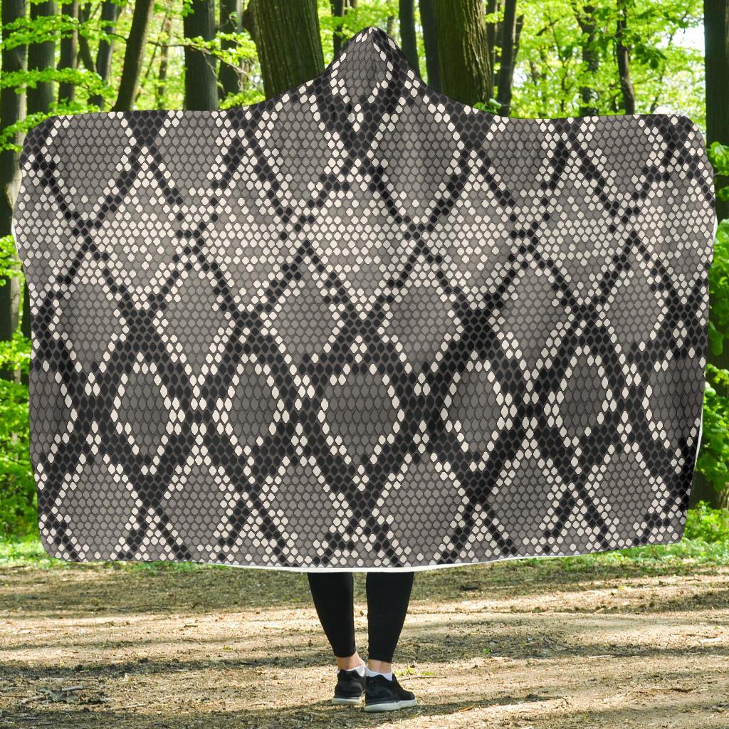 Python Skin Snakeskin Pattern Print Hooded Blanket-grizzshop