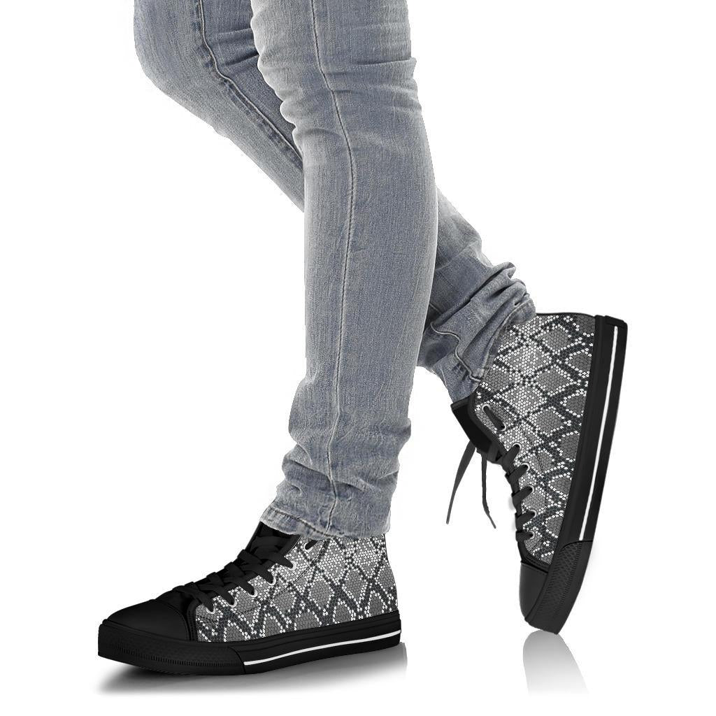 Python Skin Snakeskin Pattern Print Men Women's High Top Shoes-grizzshop