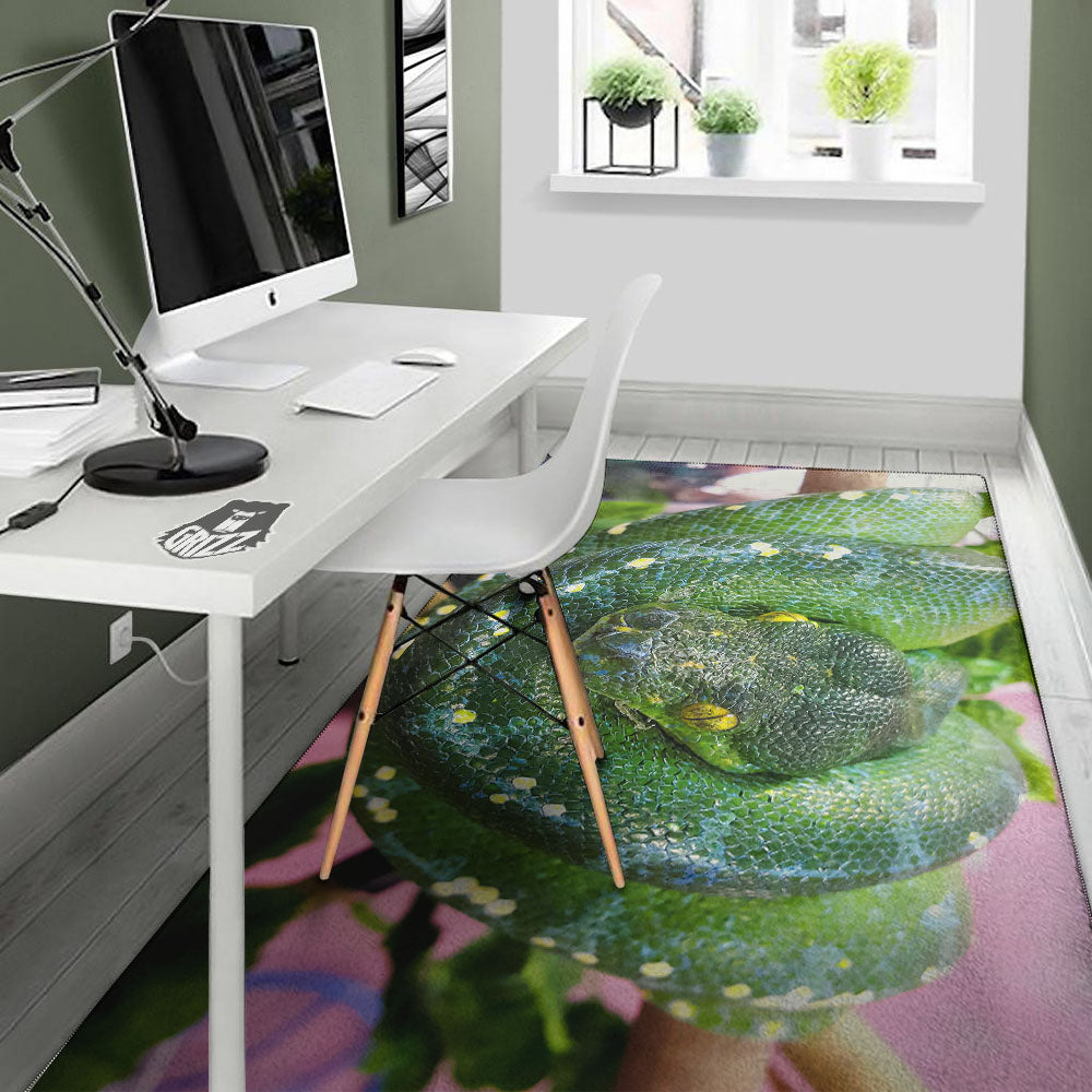 Python Snake Green Reticulated Print Floor Mat-grizzshop