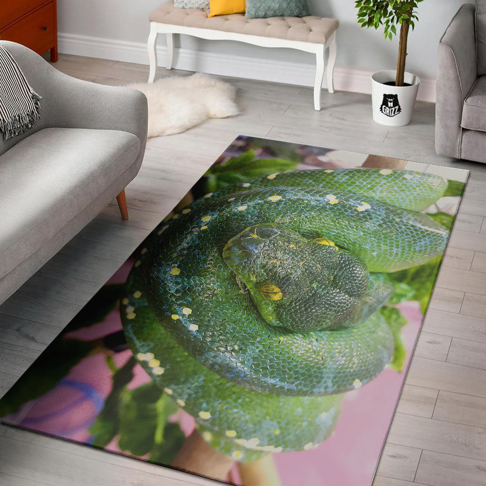 Python Snake Green Reticulated Print Floor Mat-grizzshop