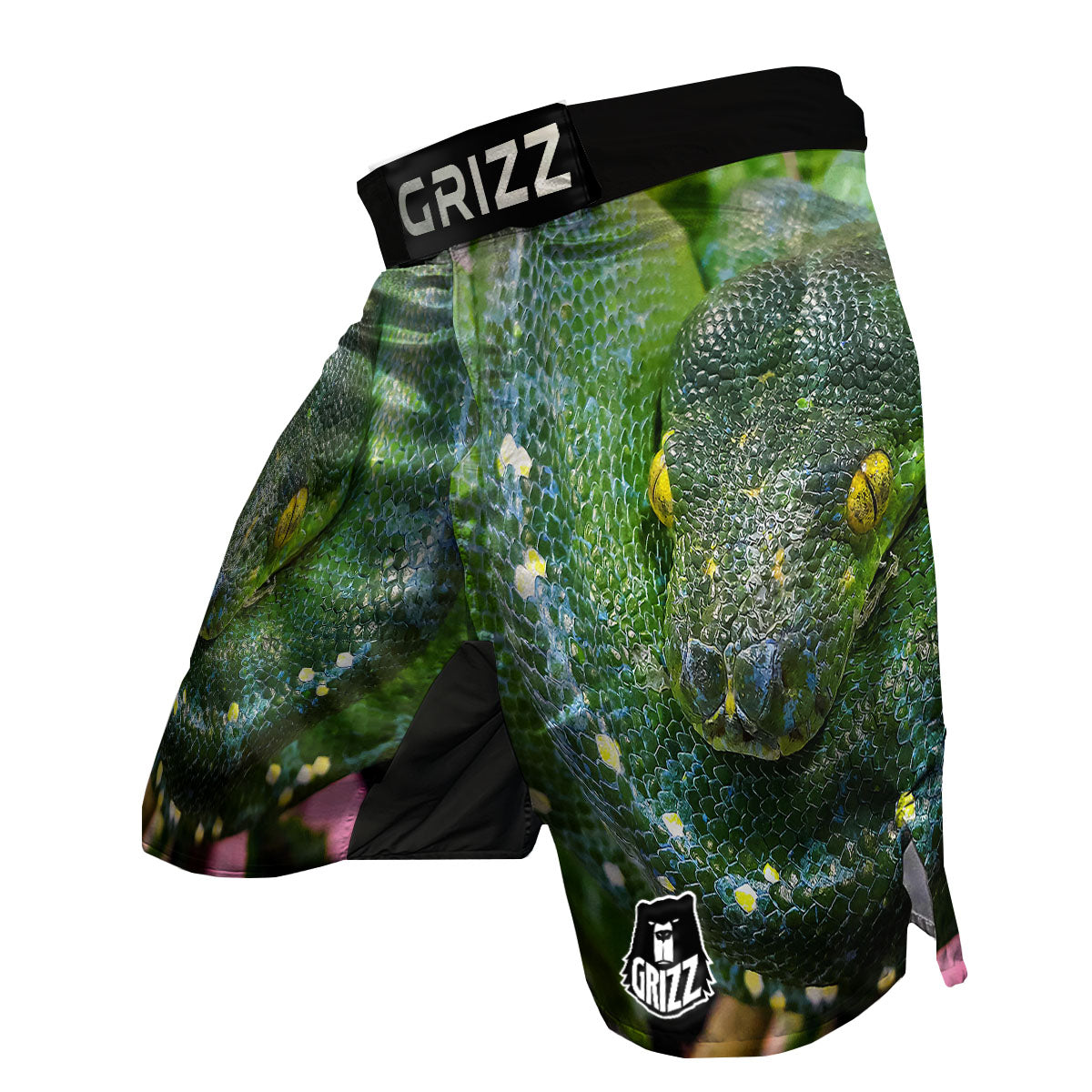 Python Snake Green Reticulated Print MMA Shorts-grizzshop