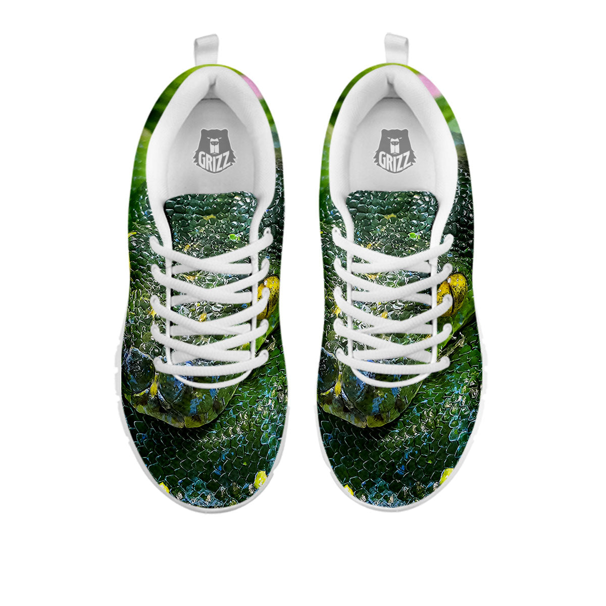 Python Snake Green Reticulated Print White Sneaker-grizzshop