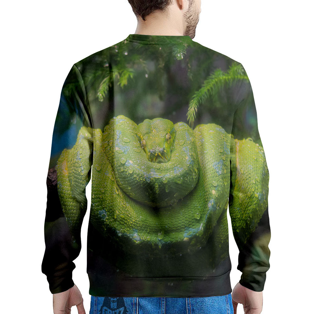 Python Snake Green Tree Print Men's Sweatshirt-grizzshop