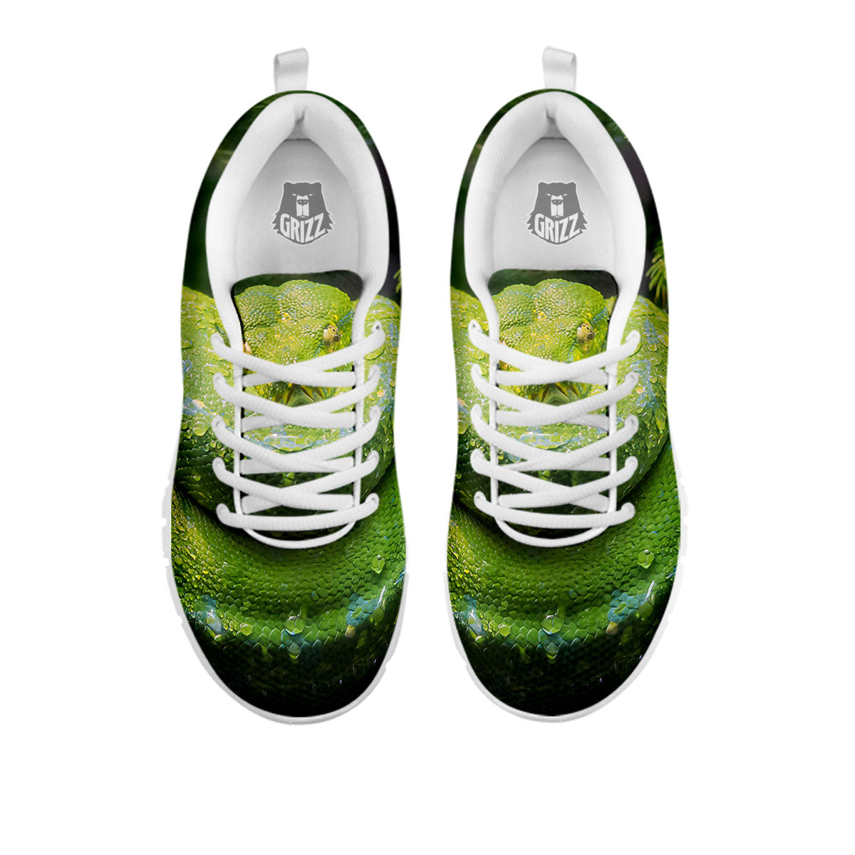 Python Snake Green Tree Print White Sneaker-grizzshop