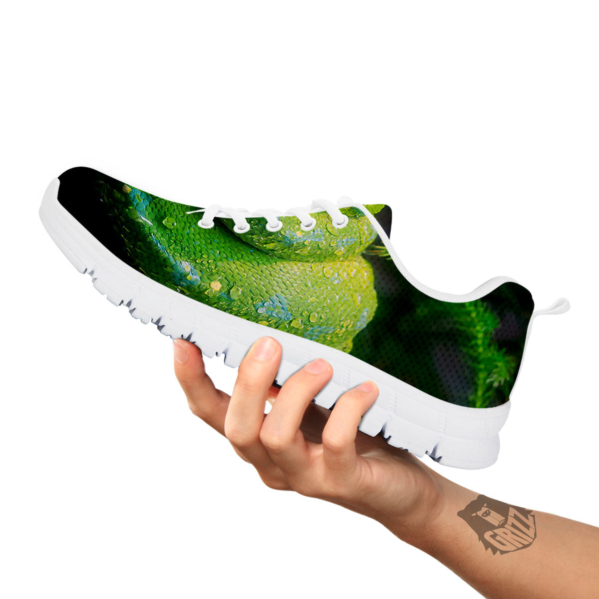Python Snake Green Tree Print White Sneaker-grizzshop
