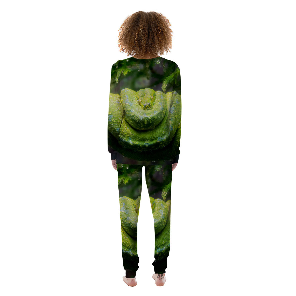 Python Snake Green Tree Print Women's Pajamas-grizzshop