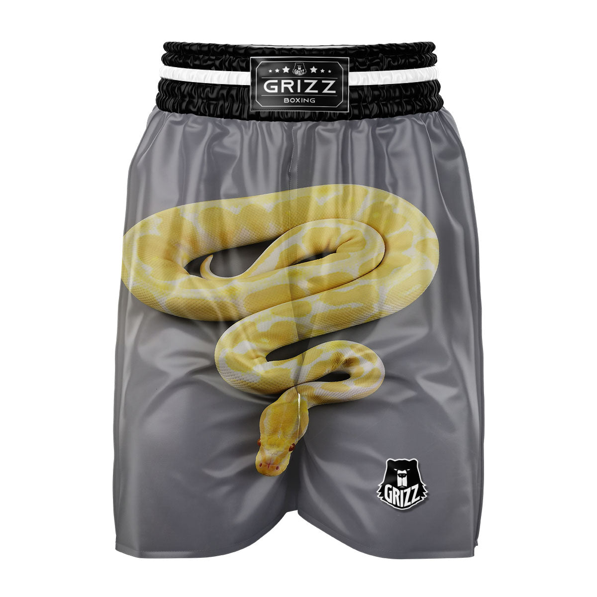 Python Snake Yellow And White Print Boxing Shorts-grizzshop