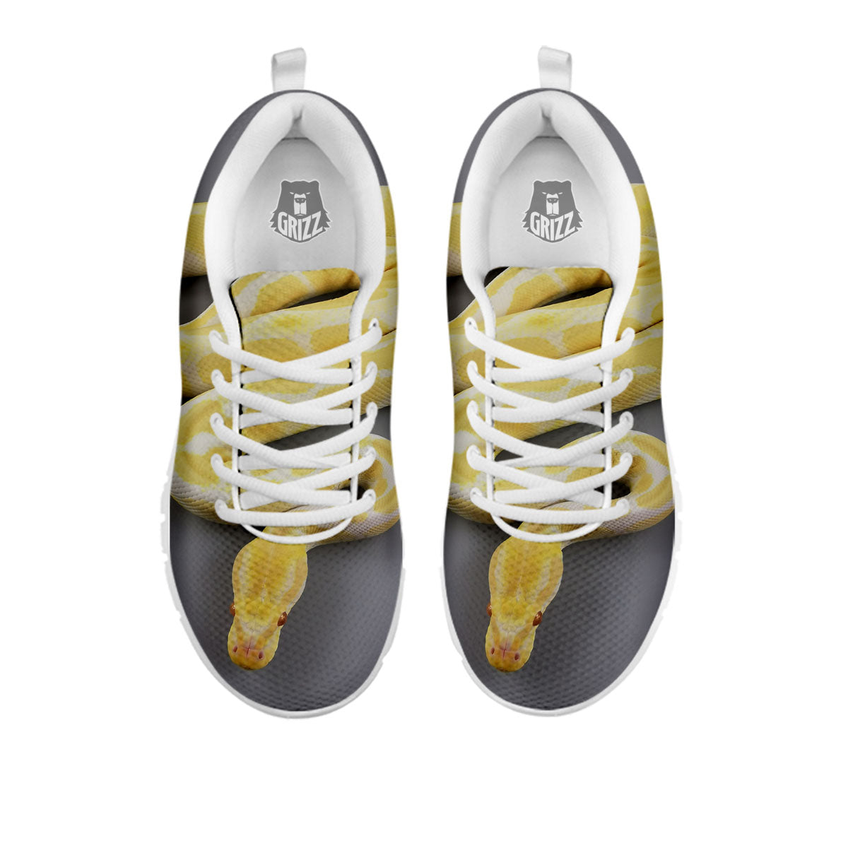 Python Snake Yellow And White Print White Sneaker-grizzshop