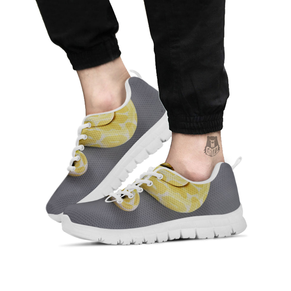 Python Snake Yellow And White Print White Sneaker-grizzshop