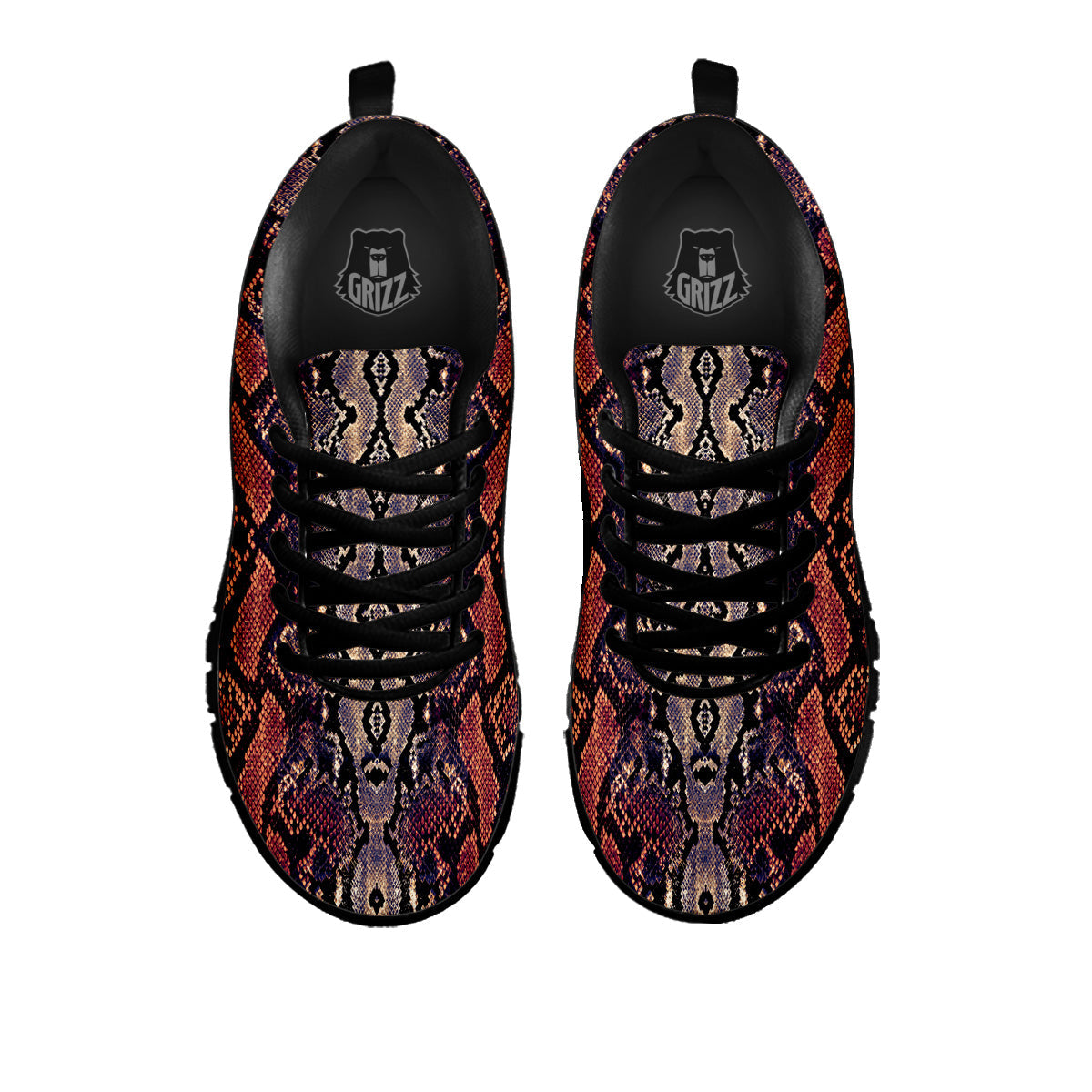 Python Snakeskin Brick Red Print Black Sneaker-grizzshop