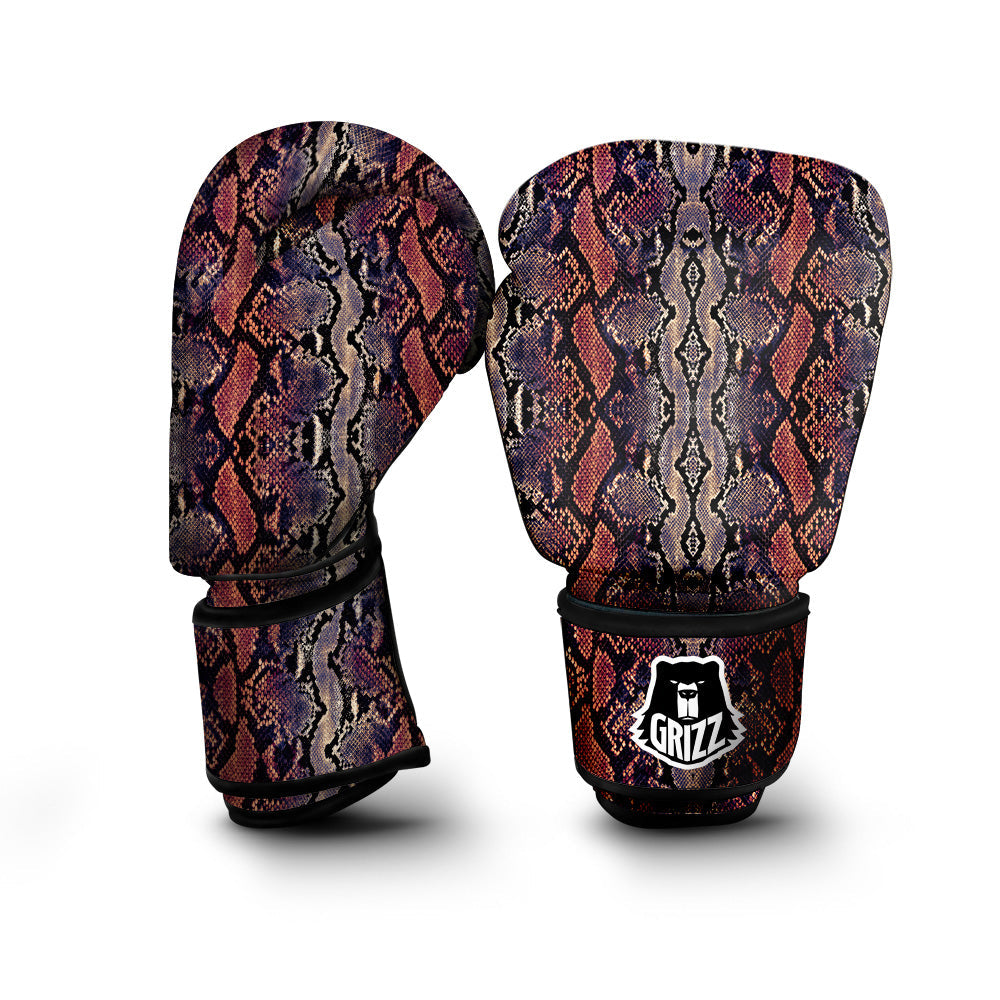 Python Snakeskin Brick Red Print Boxing Gloves-grizzshop