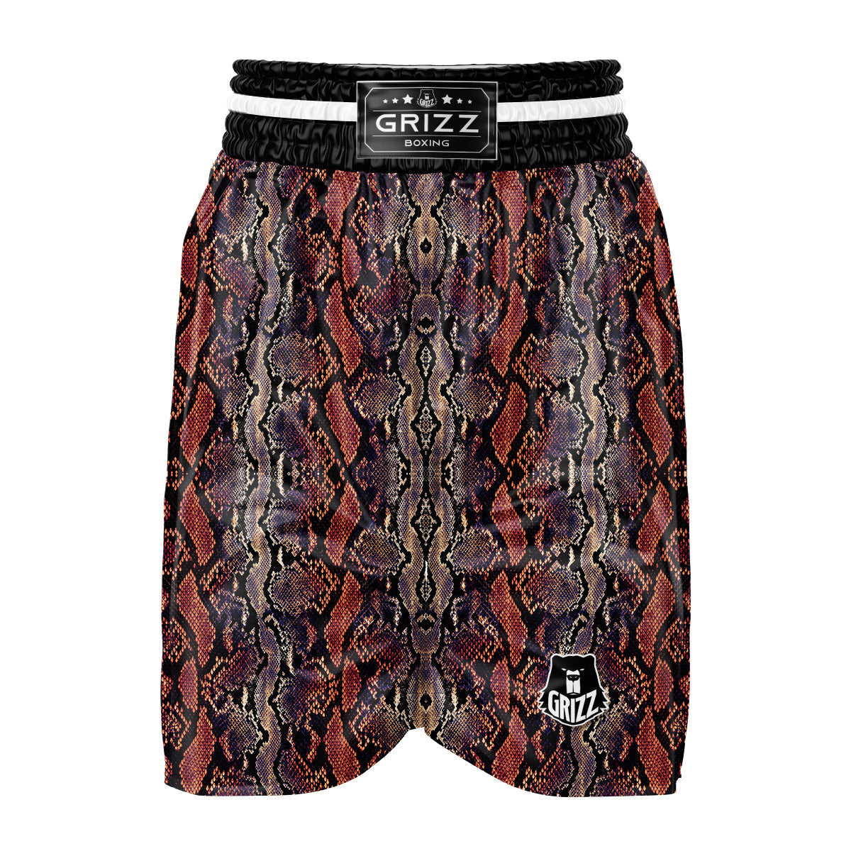 Python Snakeskin Brick Red Print Boxing Shorts-grizzshop
