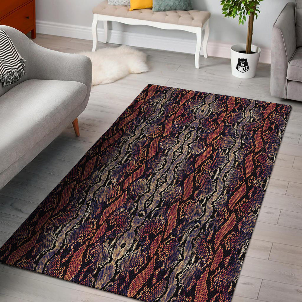 Python Snakeskin Brick Red Print Floor Mat-grizzshop