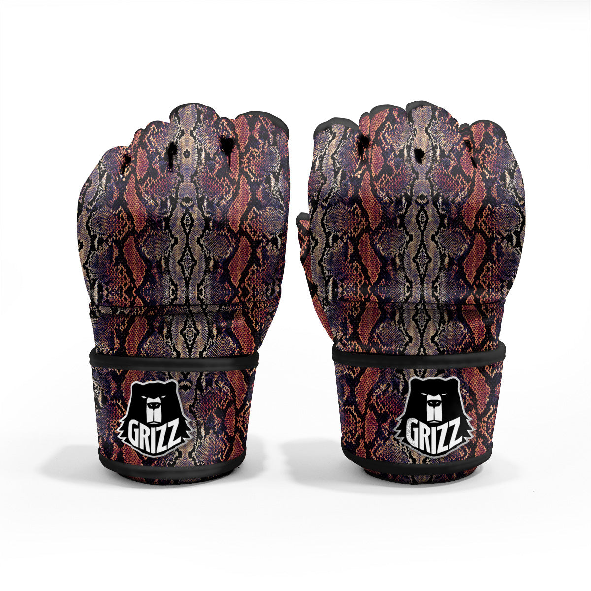 Python Snakeskin Brick Red Print MMA Gloves-grizzshop
