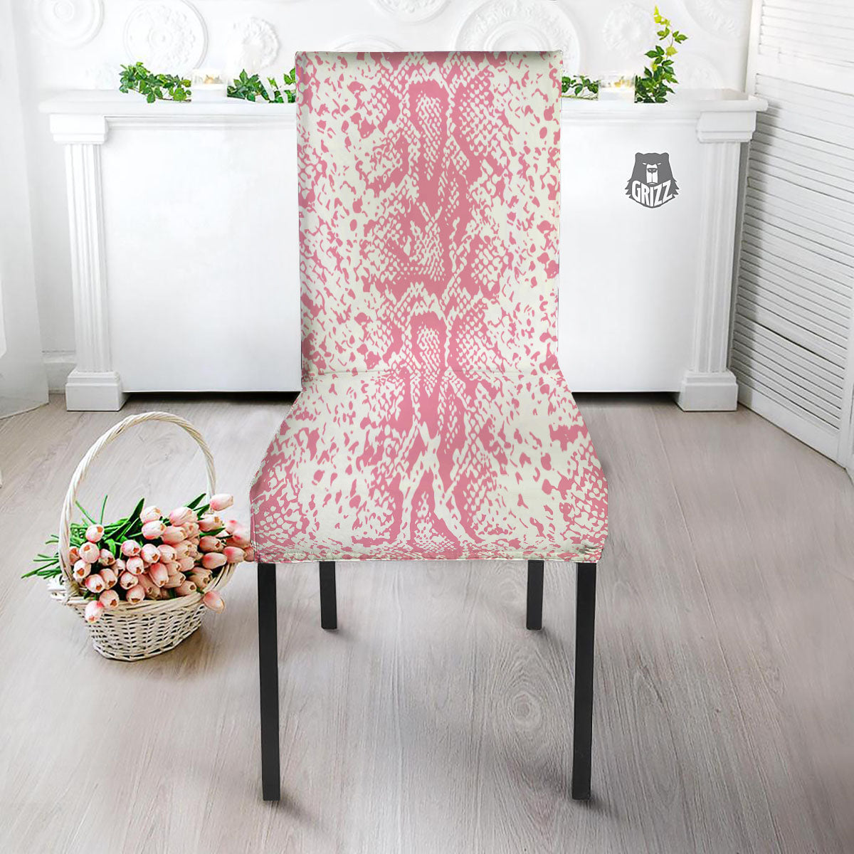 Python Snakeskin Pink Print Dining Chair Slipcover-grizzshop