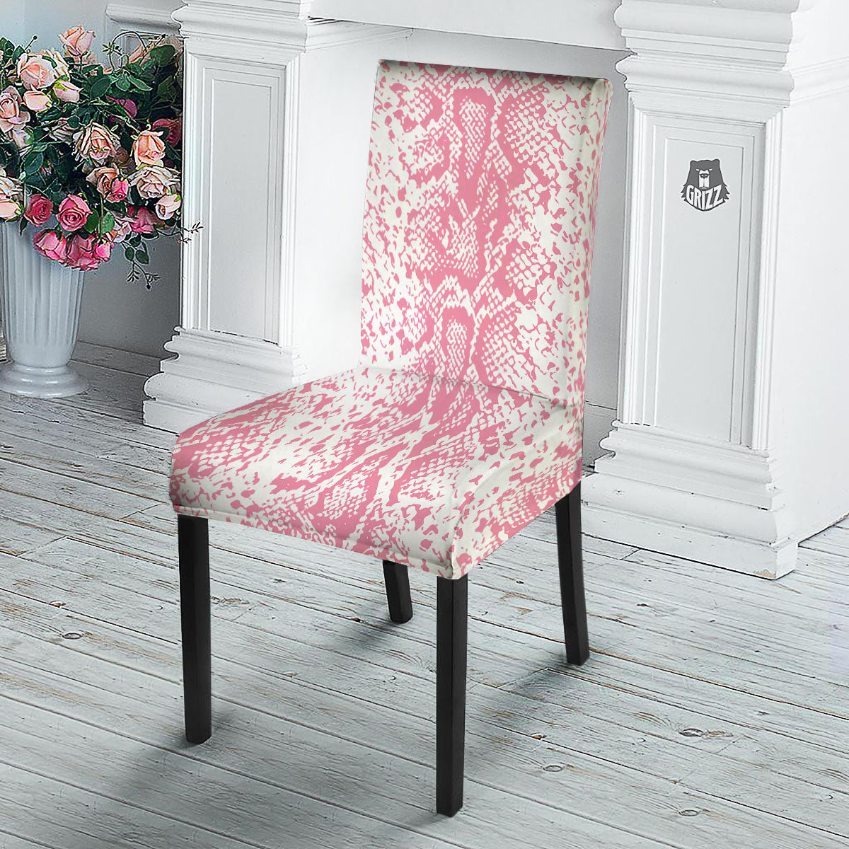 Python Snakeskin Pink Print Dining Chair Slipcover-grizzshop