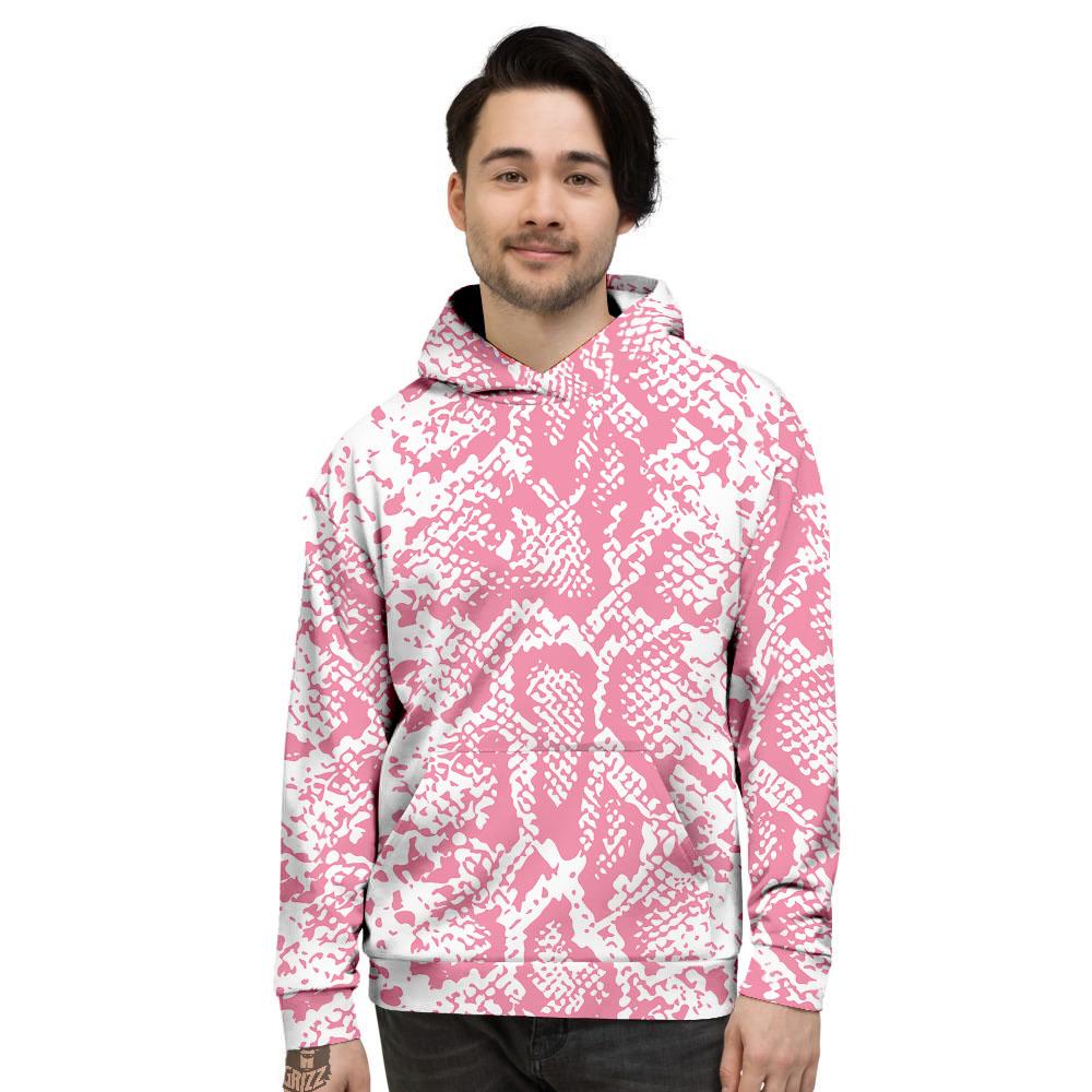 Python Snakeskin Pink Print Men's Hoodie-grizzshop