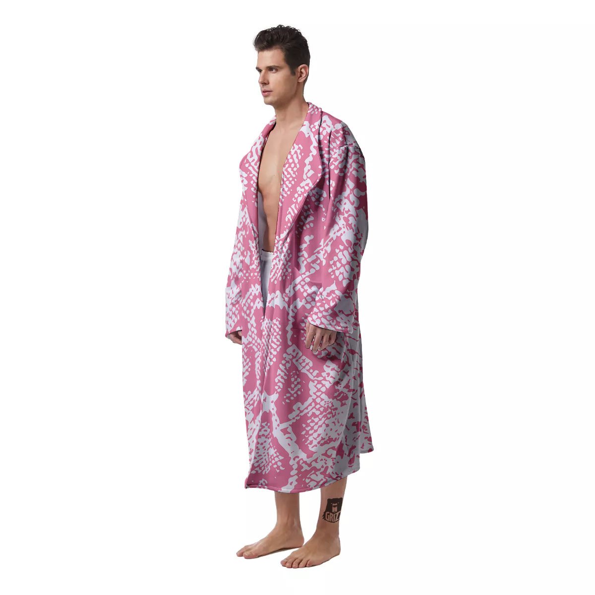 Python Snakeskin Pink Print Men's Robe-grizzshop